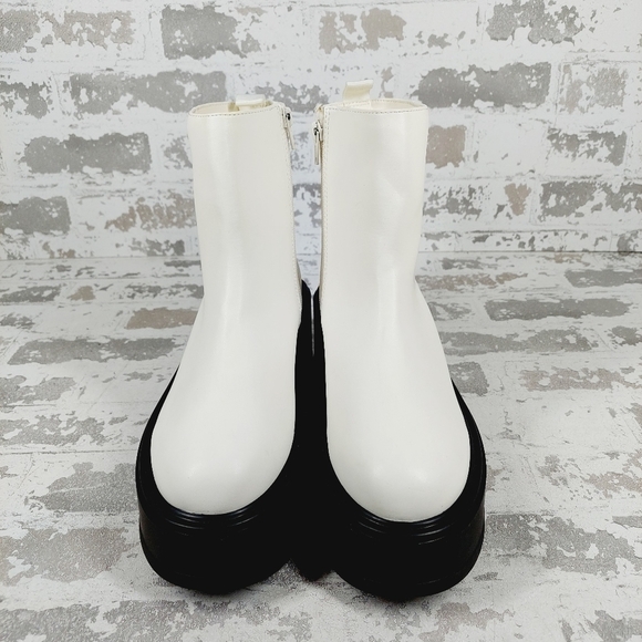 NEW Bp. Milo White Faux Leather Zip Up Platform Ankle Boots W668 - Picture 3 of 12